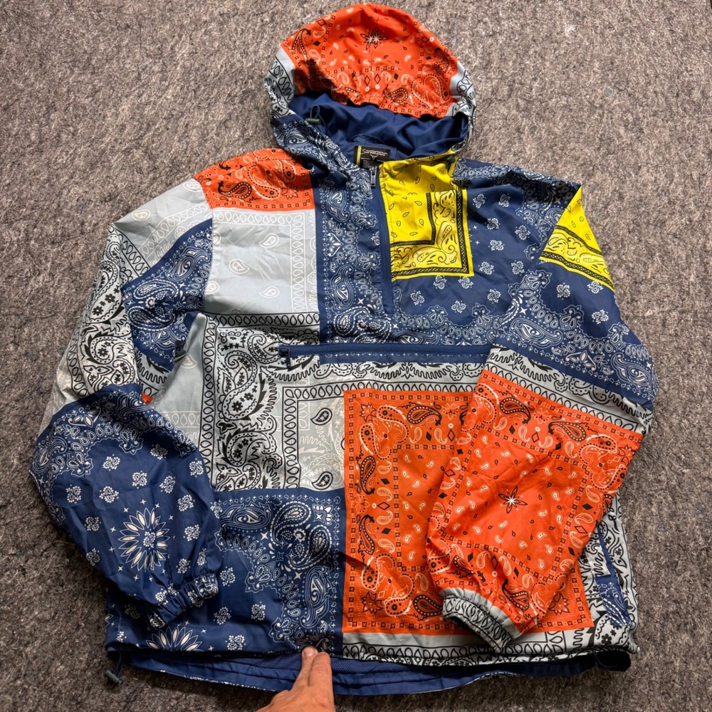 Screenshot Brand Mens Bandana Patchwork Windbreaker Jacket Multi Paisley AnorakL